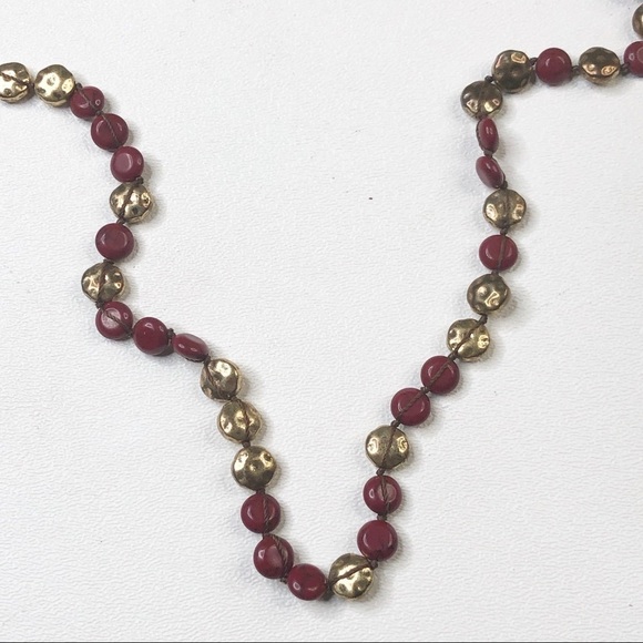 Lucky Brand Jewelry - Lucky Brand Red And Gold Beads Boho Style Necklace